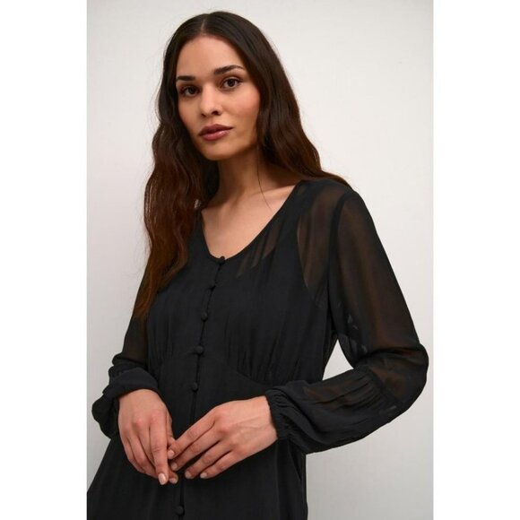 NWT CREAM Chery Black Flowy Dress - Zally Fit - Picture 3 of 5